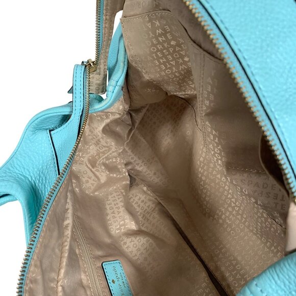 KATE SPADE Turquoise Aqua Leather Stevie Berkshire Road Slouchy Shoulder Bag - Picture 13 of 16